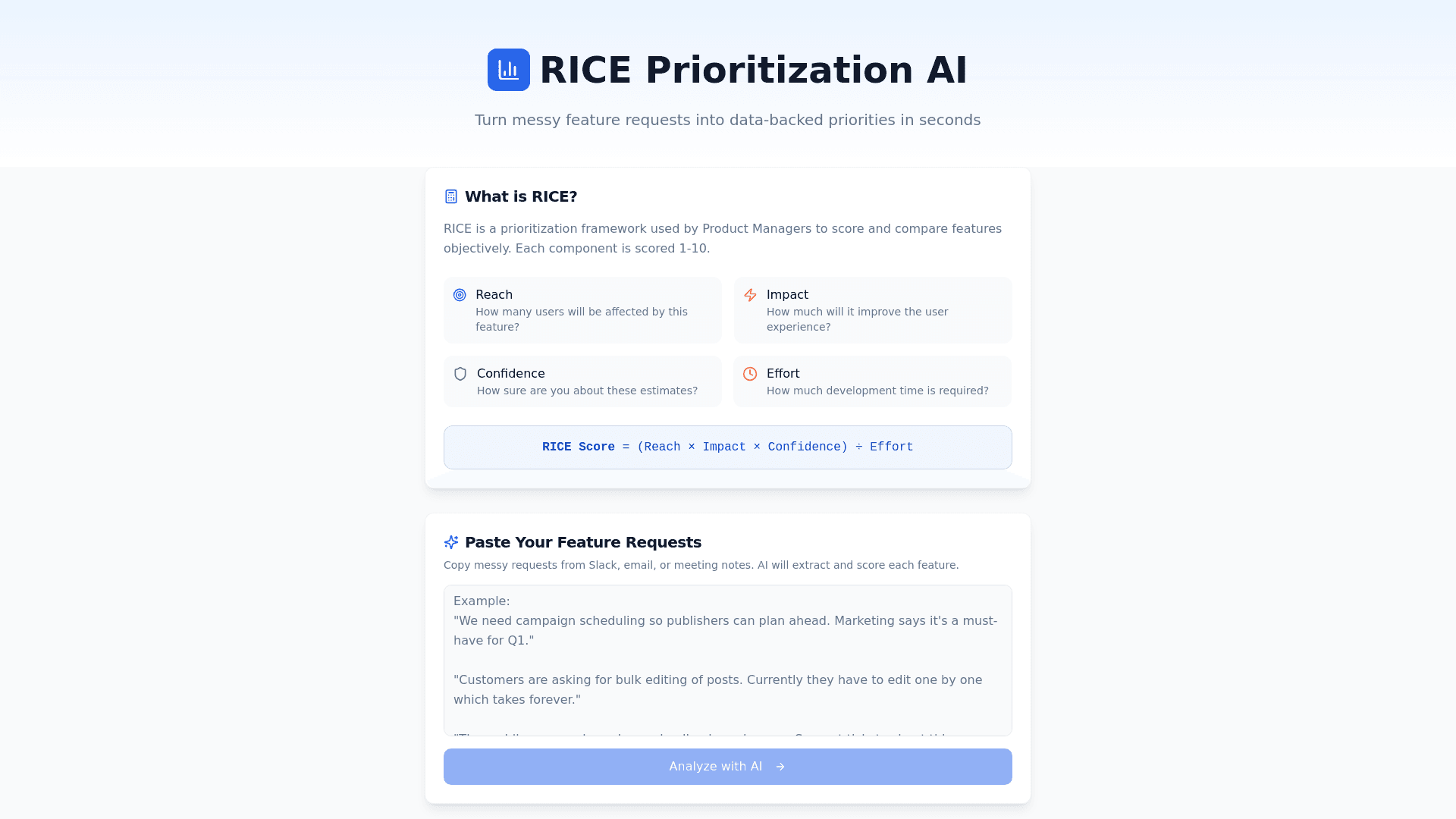 RICE Prioritization AI